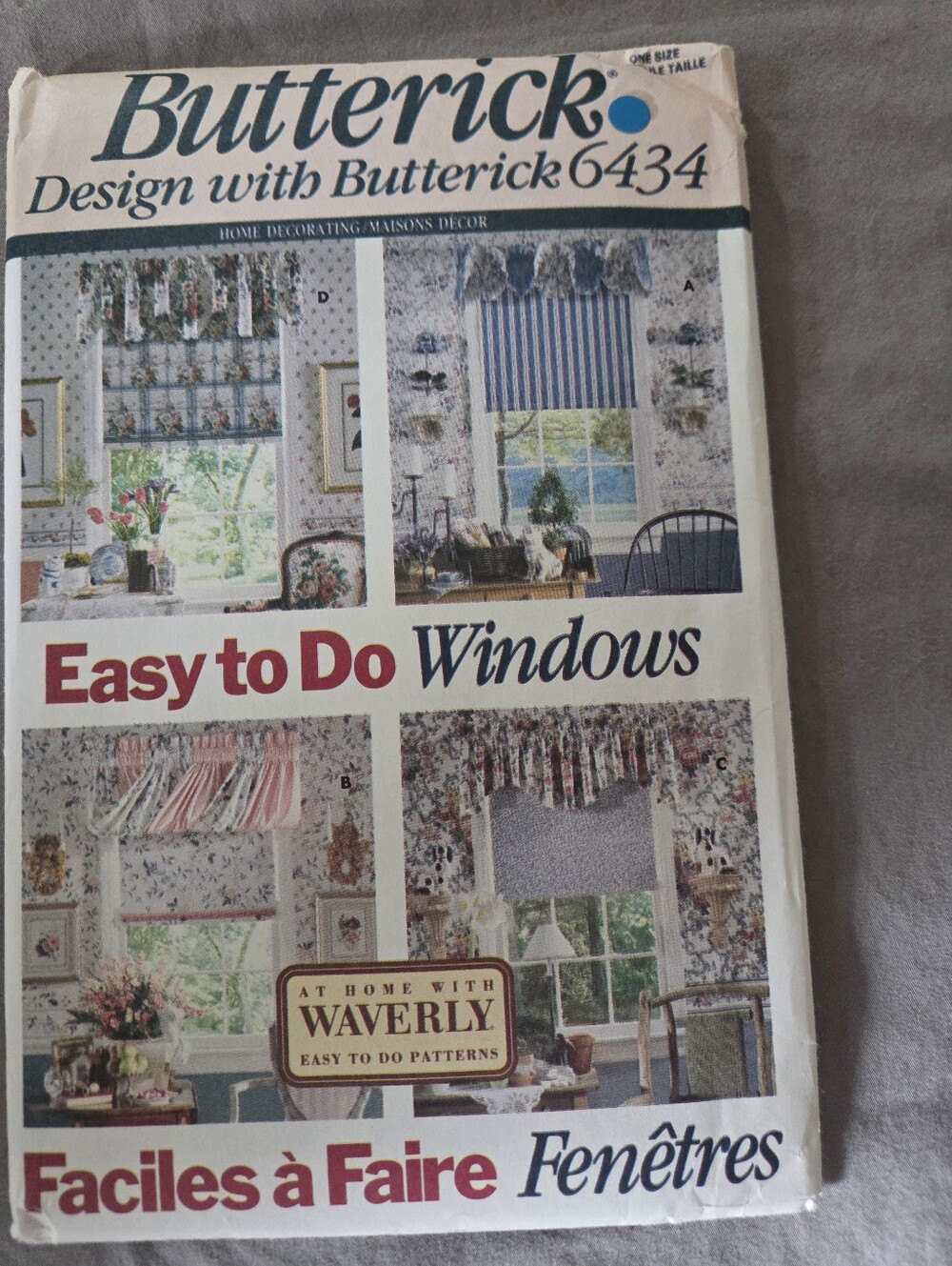 Butterick Easy to Do Windows Pattern 6434 in White and Blue